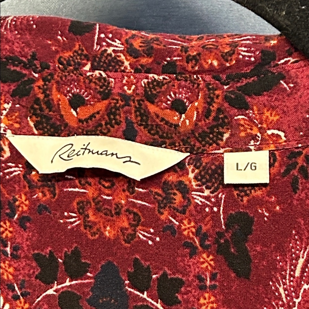 Reitmans Burgundy and Black Patterned Blouse - Picture 3 of 5
